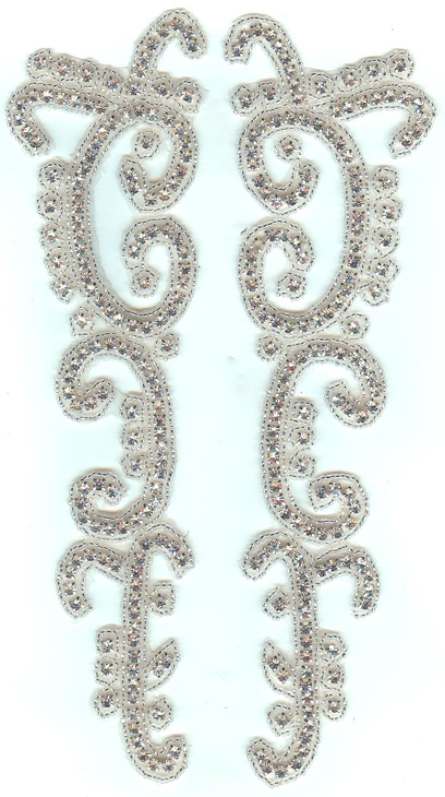 1102 Iron on or sew on Rhinestone Applique pair